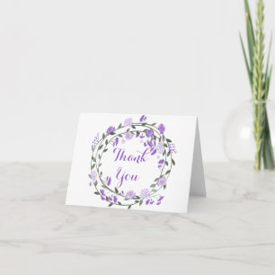 Purple Floral Wreath Thank You Card