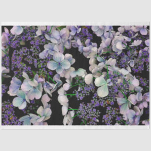 Purple florasl on black background tissue tissue paper