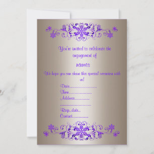 PURPLE FLOURISH ENGAGEMENT INVITATION