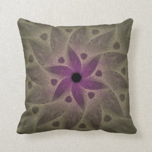 Purple Flower Abstract Throw Pillow