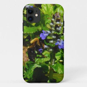 Purple Flower and Bumble Bee iPhone 11 Case