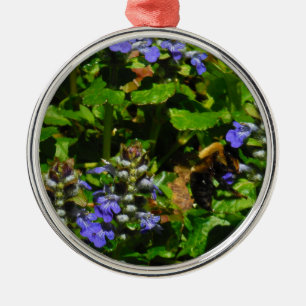 Purple Flower and Bumble Bee Metal Tree Decoration