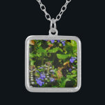 Purple Flower and Bumble Bee Silver Plated Necklace<br><div class="desc">Purple Bee Balm Flower Blossom and yellow and black  Bumble Bee Photo by Sandy Closs taken at Lake Arrowhead purple, "bee balm",  flower,  flowers,  floral, spring,  cherry,  cherries,  garden,  wedding,  weddings, </div>