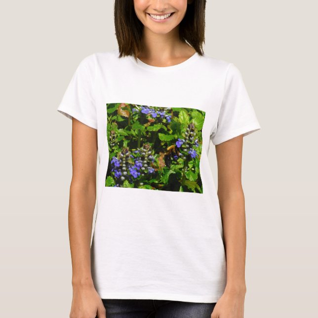 Purple Flower and Bumble Bee T-Shirt (Front)