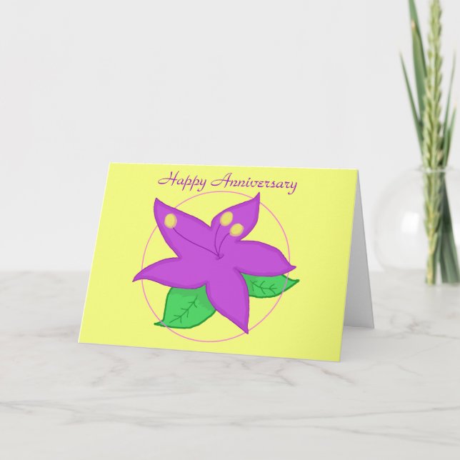Purple Flower ANNIVERSARY CARD (Front)