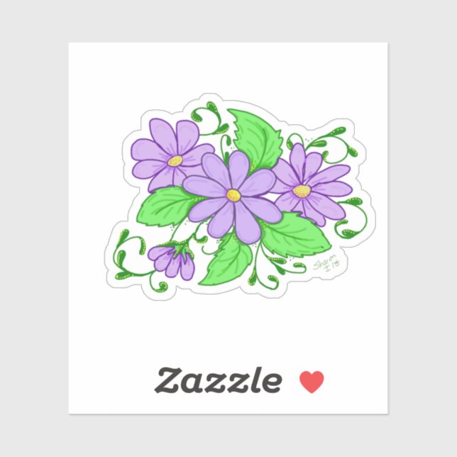 Purple Flower Artistic design sticker (Sheet)