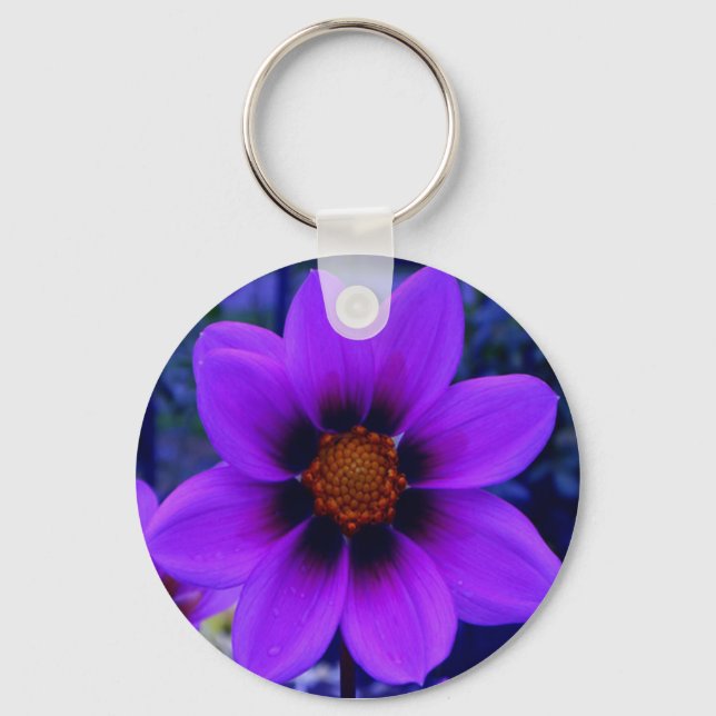 Purple Flower at Dusk Key Ring (Front)