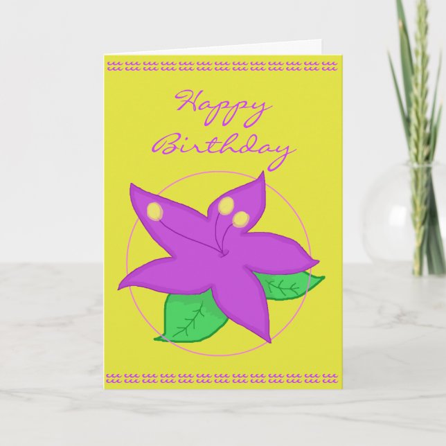 Purple Flower Birthday Card (Front)