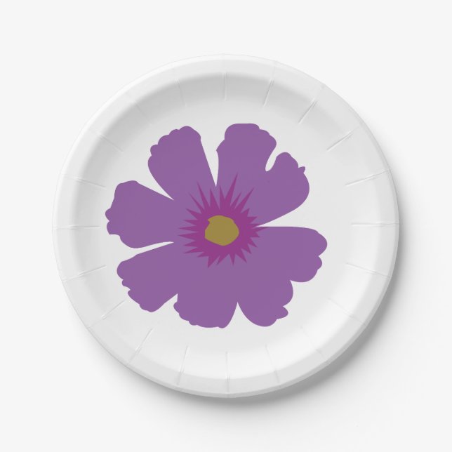 Purple Flower Birthday Paper Plate (Front)