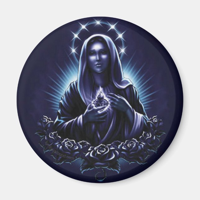 Purple Flower Blessed Virgin Mary Magnet (Front)