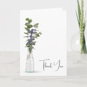 Purple Flower Bouquet in Bottle Thank You Card