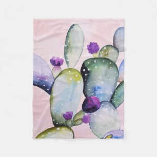 Purple Flower Cactus (Nopal) Fleece Blanket