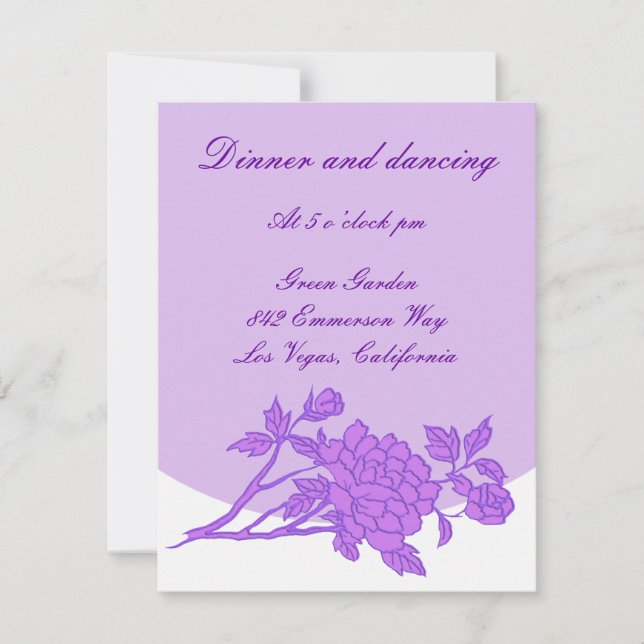 Purple Flower Custom Reception Cards (Front)