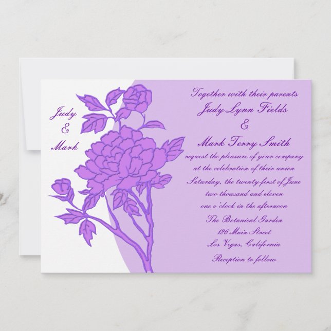 Purple Flower Custom Wedding Invitation (Front)