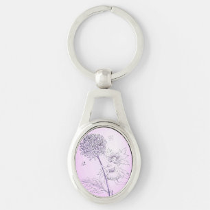 Purple Flower Fairy Key Ring
