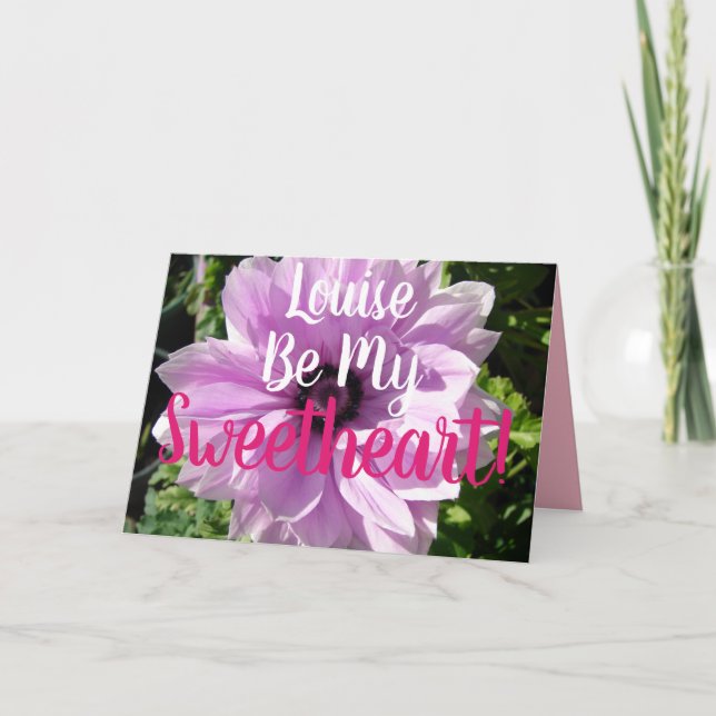 Purple Flower floral Be My Sweetheart Card (Front)