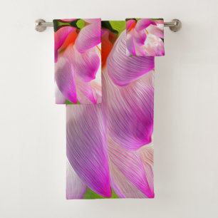 PURPLE FLOWER - Fractal Art - Bath Towel Set