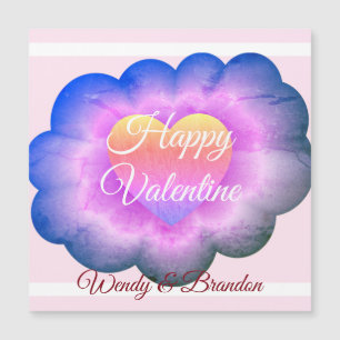 Purple Flower Happy Valentine Magnetic Card