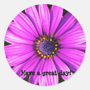 Purple Flower, Have a great day! Classic Round Sticker
