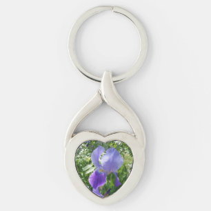 Purple Flower Heart Keychain