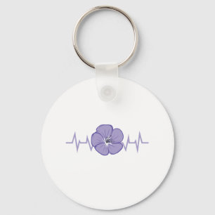 Purple Flower Heartbeat Key Ring