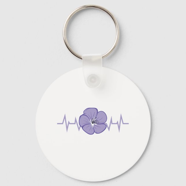Purple Flower Heartbeat Key Ring (Front)