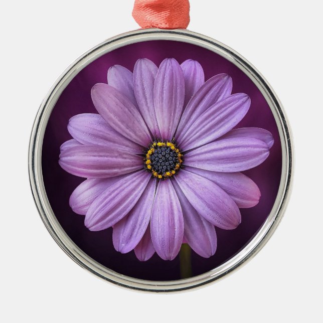 Purple Flower in Bloom Ceramic Ornament (Front)