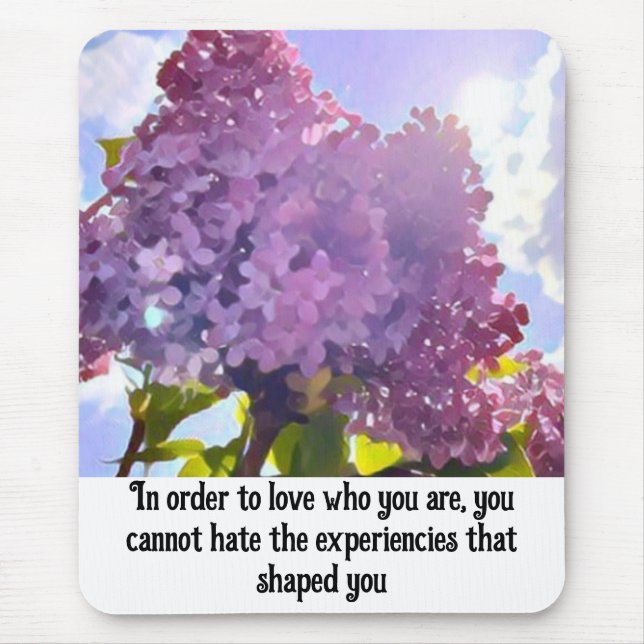 Purple Flower Inspirational Quote Design  Mouse Pad (Front)