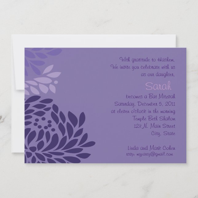Purple flower invitation (Front)