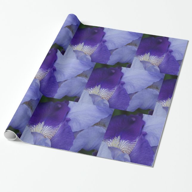 Purple Flower Iris Glossy Wrapping Paper (Unrolled)