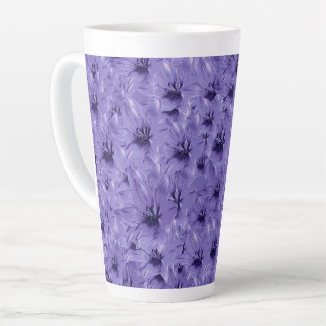 Purple Flower Latte Mug (Left Angle)