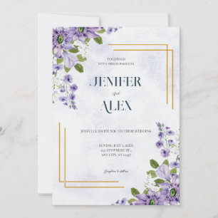 Purple Flower Lavante Floral Wedding Invitation