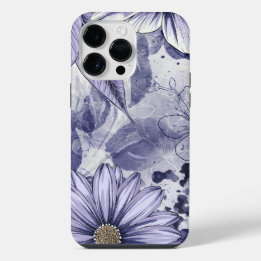 Purple Flower Leaf Watercolor Handdrawing iPhone 14 Pro Max Case