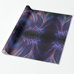 Purple Flower Leaves Art   Wrapping Paper