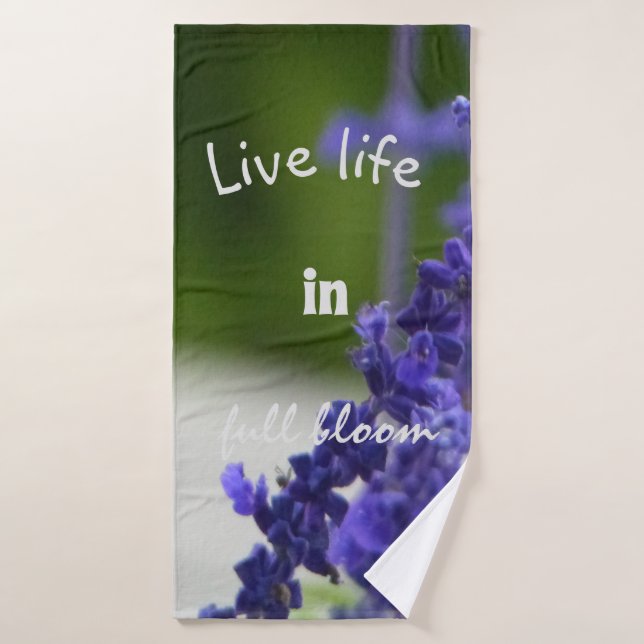 Purple Flower Live Life In full Bloom Bath Towel (Bath Towel)