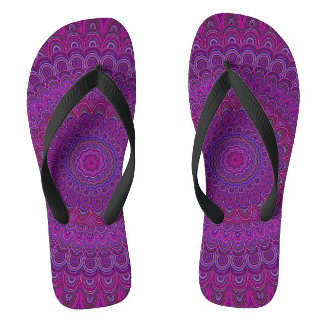 Purple flower mandala jandals (Footbed)