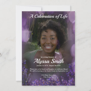Purple Flower Memorial Invitation