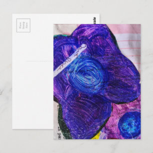 Purple Flower Mixed Media Collage Postcard