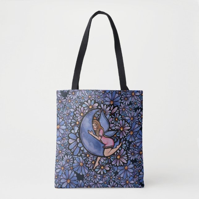 Purple Flower Moon Fairy                           Tote Bag (Front)