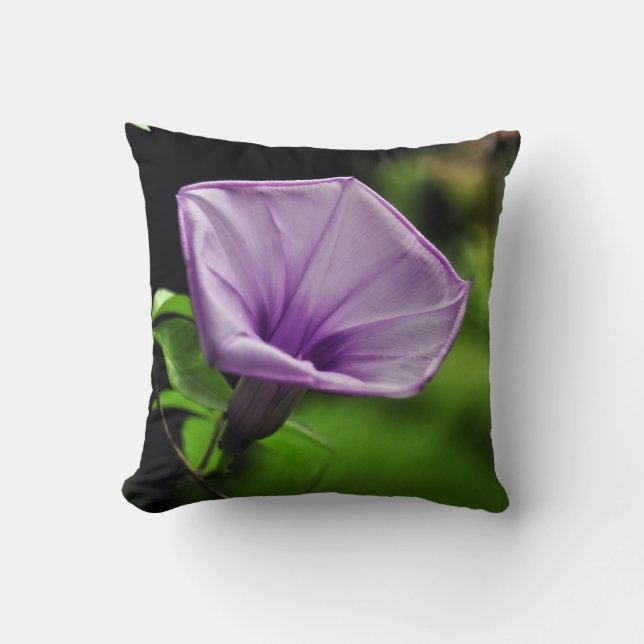 Purple Flower on Green Background Cushion (Front)
