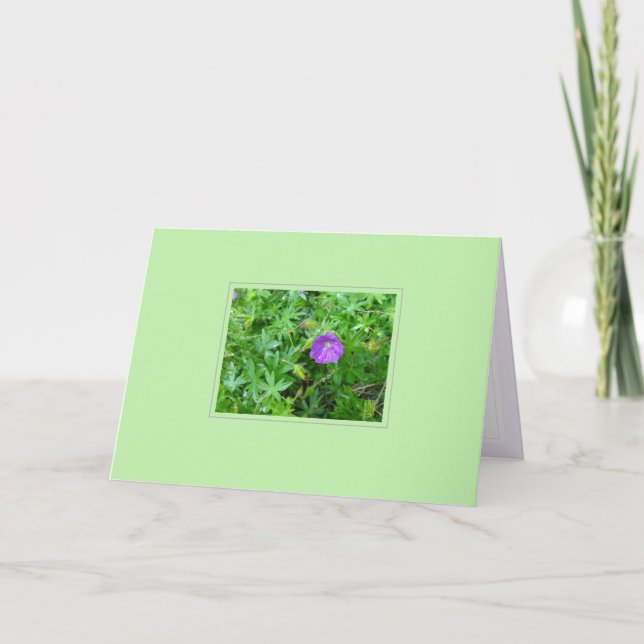 Purple Flower on Green Blank Card (Front)