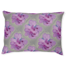 Purple Flower on Silver Grey Dog Bed