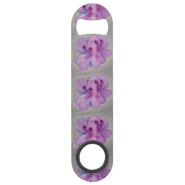 Purple Flower on Silver Grey Speed Bottle Opener (Front)