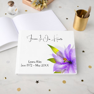 Purple Flower On White for Memorial Guest Book