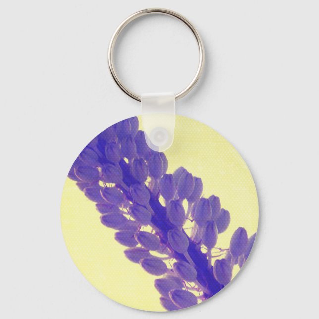 Purple Flower on Yellow Keychain (Front)
