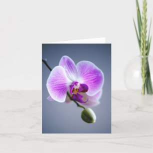 Purple Flower,  ORCHID and Bud on Stem  Note Card