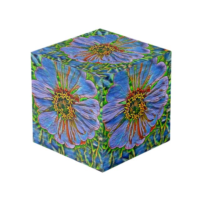 Purple flower painting cube (Front Angled)