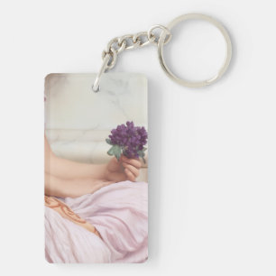 purple flower painting keychain
