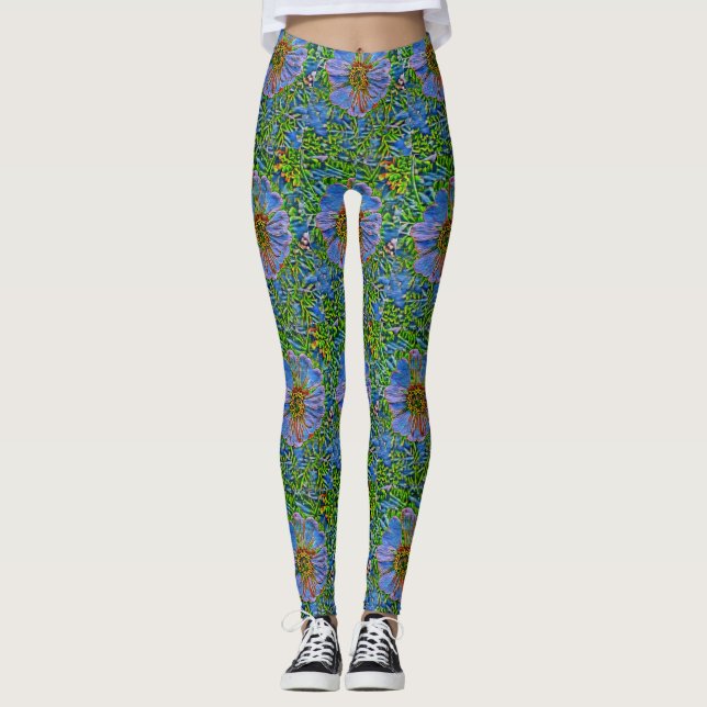 Purple flower painting leggings (Front)