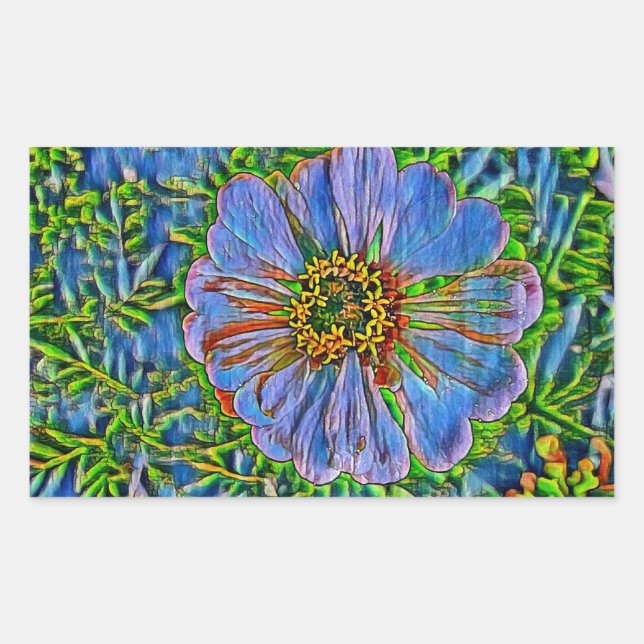 Purple flower painting rectangular sticker (Front)